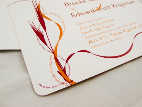 Wedding Invitation Orange Purple